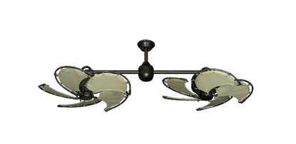 Twin Star III Oil Rubbed Bronze with 30" Nautical Fabric Khaki Blades